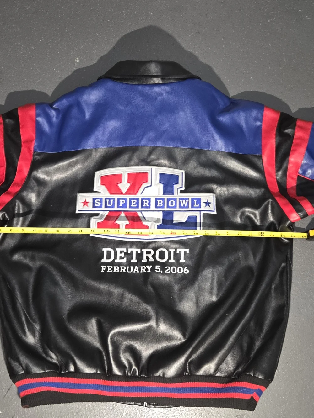 NFL Detroit Black Blue Red Bomber Jacket - Super Bowl Logo